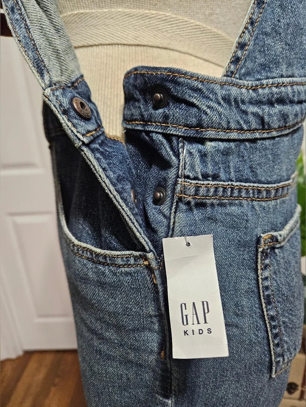 NWT Gap Kids Distressed 100% Cotton Denim Overalls Medium Indigo Wash Size XXL